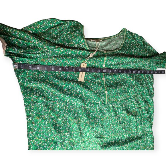Max Studio Green Floral Peasant Bohemian Blouse Tunic Top Womens Size 1X NWT - Picture 13 of 16